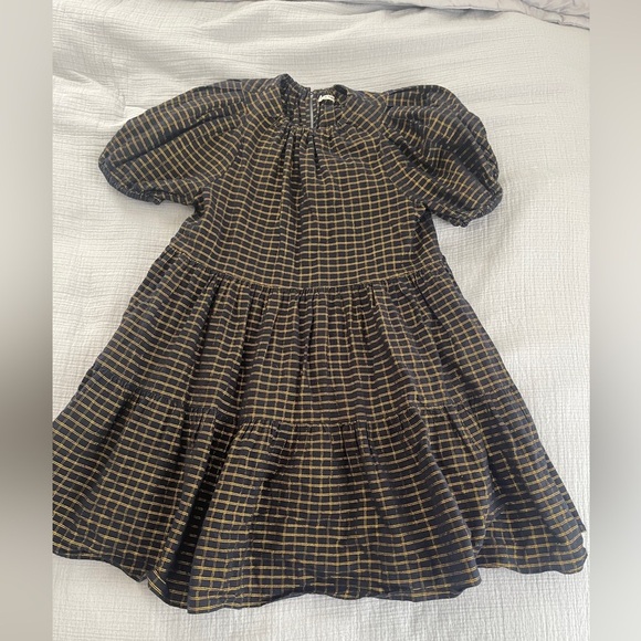 NWOT ULLA JOHNSON Midnight Navy Gold Dion Babydoll Dress 2 RARE - Picture 4 of 15